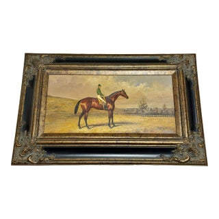 Mid 19th Century Very Rare Signed Robinson Traditional Equestrian Racehorse & Jockey Oil Paintings – Framed Pair For Sale