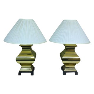 Large Brass Asian Table Lamps - A Pair For Sale