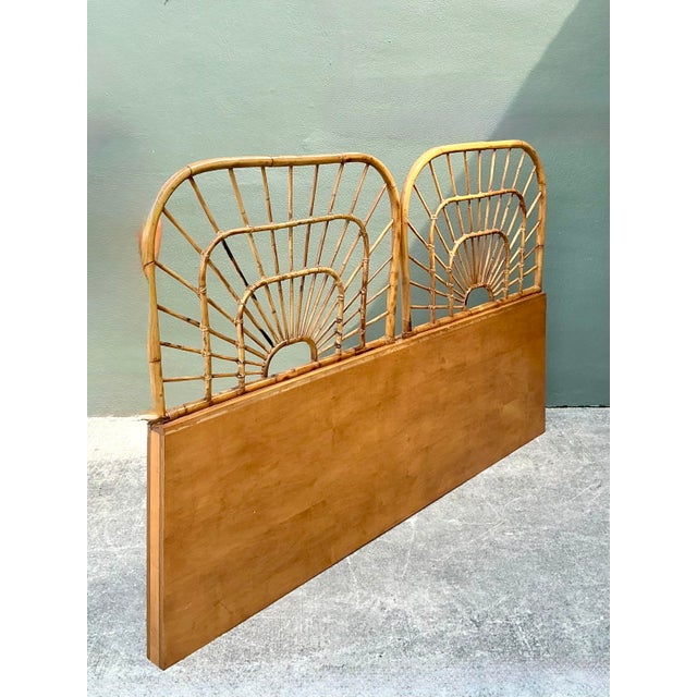 Vintage King Size Rattan Headboard For Sale - Image 4 of 12