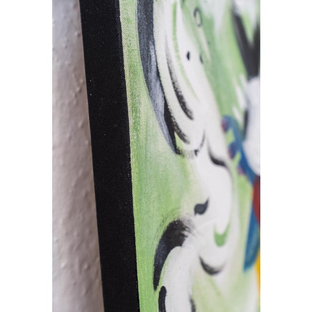 Green Japanese Geishas, 2010, Canvas Painting For Sale - Image 8 of 16