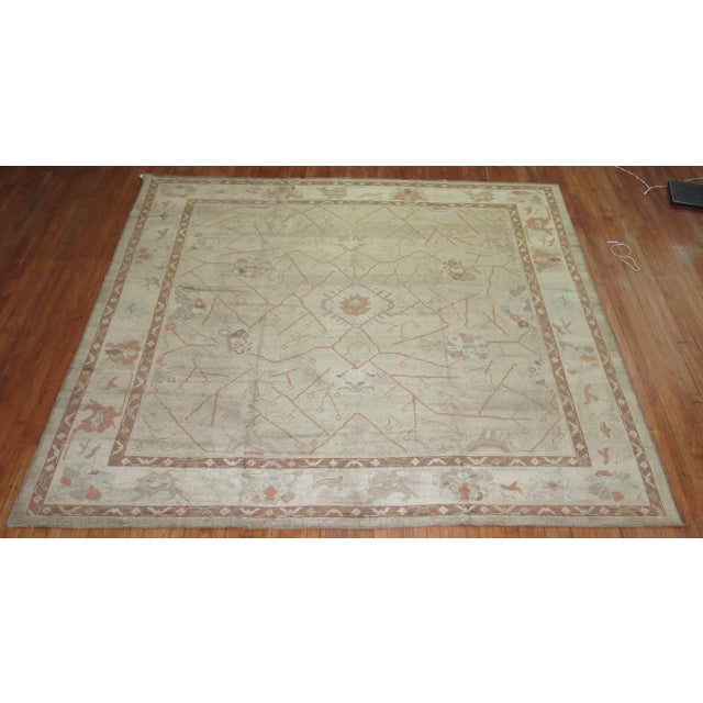 Traditional Early 21st Century Turkish Square Square Oushak - 9'1" x 9'10" For Sale - Image 3 of 6