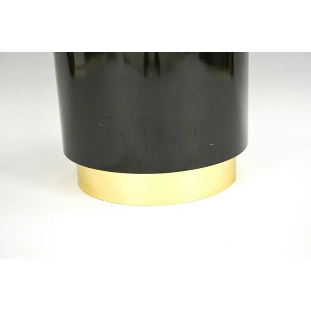 Black Vintage Black Lacquer & Brass Round Pedestal For Sale - Image 8 of 9
