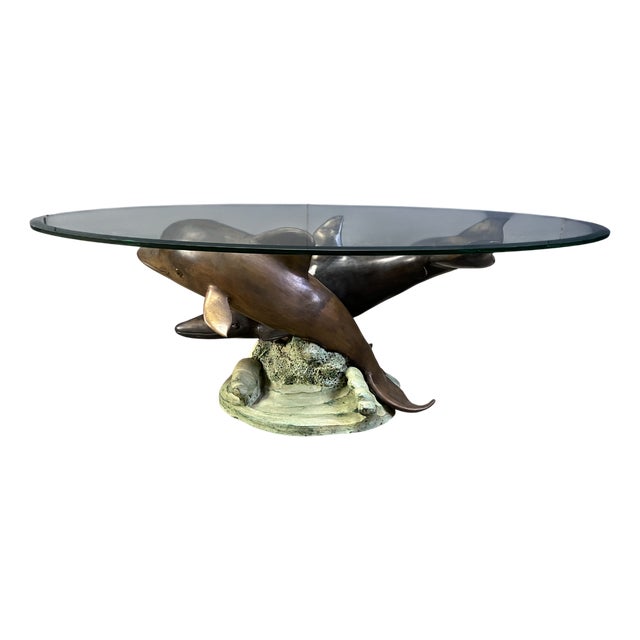 Bronze Dolphin Coffee Table from C Caudion, 1960s For Sale