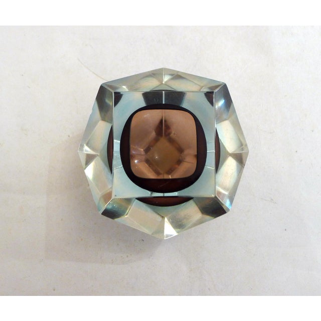 Faceted Sommerso Murano Glass Ashtray or Trinket Tray, 1960s-1970s For Sale - Image 3 of 10