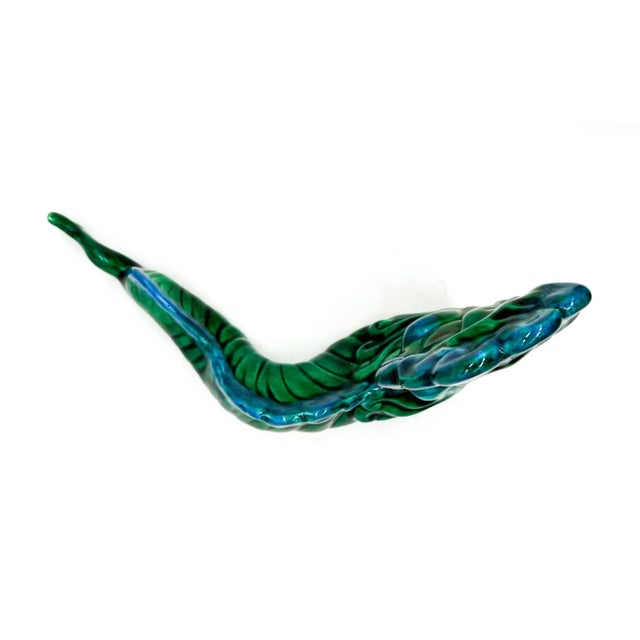 Mid-Century Modern Green and Blue Ceramic Dragon Figure For Sale - Image 11 of 12