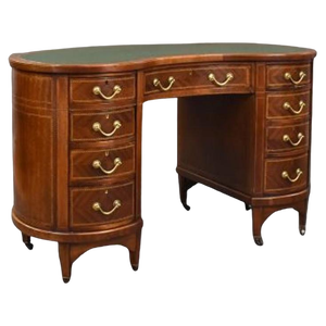 Victorian Mahogany Kidney Shaped Desk by Wolfe & Hollander, 1890s