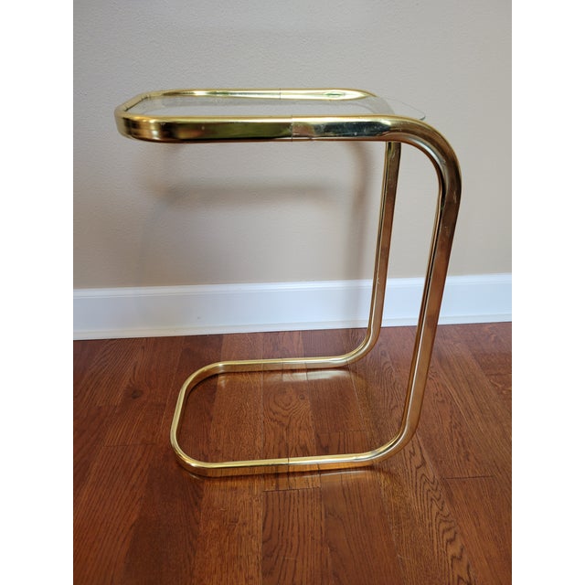 Mid-Century Modern Milo Baughman Style Brass Side Tables - a Pair For Sale - Image 6 of 11