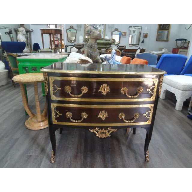 French Late 19th Century French Louis XV Style Ebonized Commode or Chest For Sale - Image 3 of 11