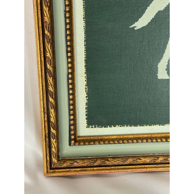 Forest Green Contemporary Primitive Equestrian Horse Painting in Custom Wood Frame For Sale - Image 8 of 10