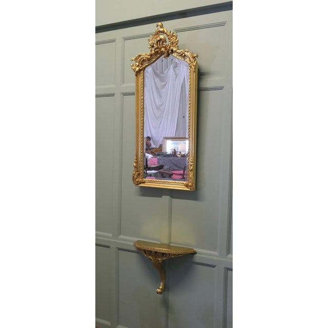 Tall Gilt Console Mirror and Shelf, Set of 2 For Sale - Image 3 of 6