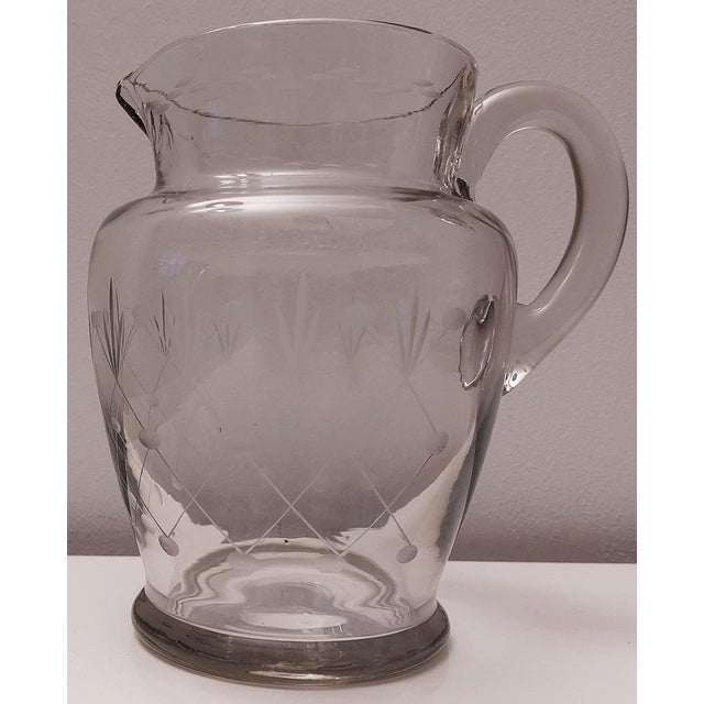Glass Antique Crystal and Cut Glass Pitcher, 1930s For Sale - Image 7 of 10
