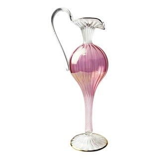 Mid-Century Modern Murano Pink Venetian Glass Pitcher, 1940s For Sale