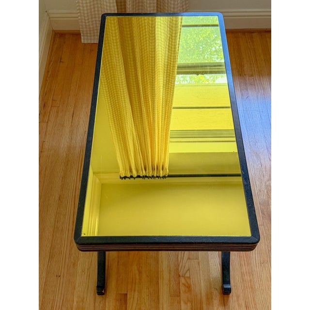 Ebony Early 1900s Citron Gold Mirror Top and Ebony Walnut Empire Coffee Table For Sale - Image 8 of 17