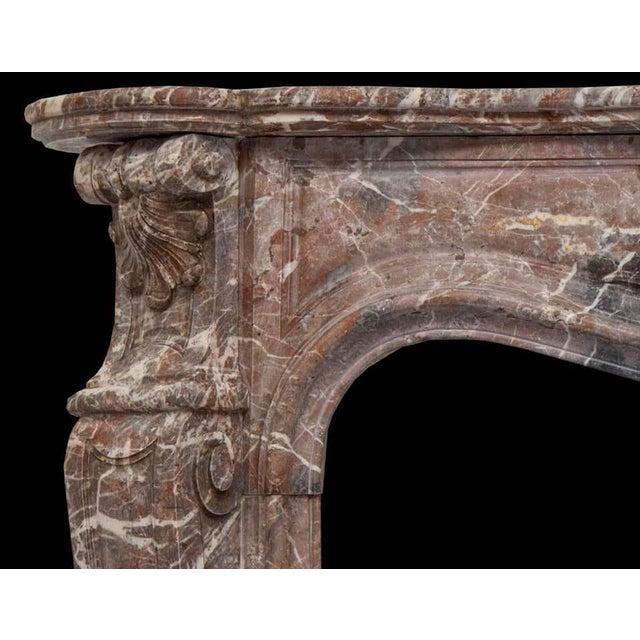 19th Century Louis XV Style Soft Rouge Marble Fireplace Surround For Sale - Image 3 of 7