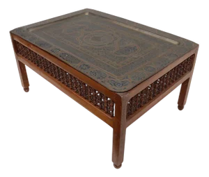 Islamic Mamluk Cairoware Tray Table, 1890s