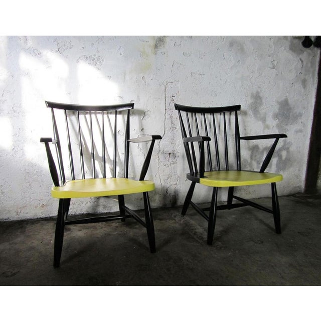 Vintage Spindle Back Armchairs, 1950s, Set of 2 For Sale - Image 9 of 12