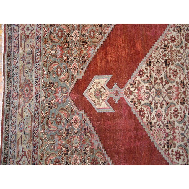 Late 19th Century 1890s Red Medallion Antique Persian Malayer Rug 11' 0" X 17' 0" Handknotted Wool Carpet For Sale - Image 5 of 7
