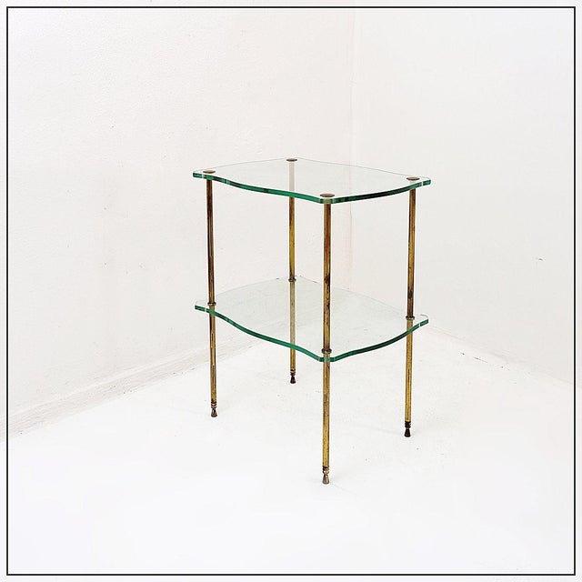 Brass Side Table with Double Glass Top in the style of Maison Jansen, 1940 For Sale - Image 15 of 16