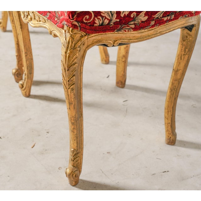 Wood 19th Century French Louis XV Rococo Revival Style Giltwood Side Chairs For Sale - Image 7 of 10