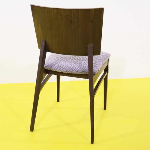 Wooden Chair with Upholstered Seat in Grey Geometric Fabric For Sale - Image 9 of 10