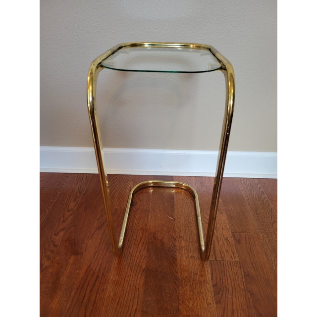 Mid-Century Modern Milo Baughman Style Brass Side Tables - a Pair For Sale - Image 11 of 11