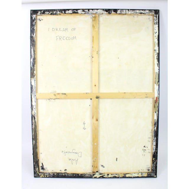 Vintage Mid Century Modern Monochromatic Mixed Media Abstract Painting For Sale - Image 10 of 10