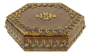 19th Century Hexagonal Wooden Jewelry Box, Austria, 1890s