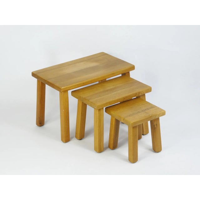 Vintage Nesting Tables in Light Oak, Set of 3 For Sale - Image 4 of 9