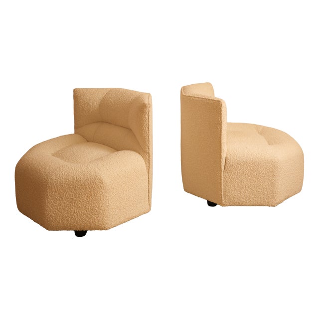 Vintage French Lounge Chairs by B. Govin, 1980s, Set of 2 For Sale