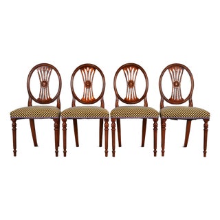 French Regency Louis XVI Carved Mahogany Dining Chairs by Bevan Funnell, Set of Four For Sale
