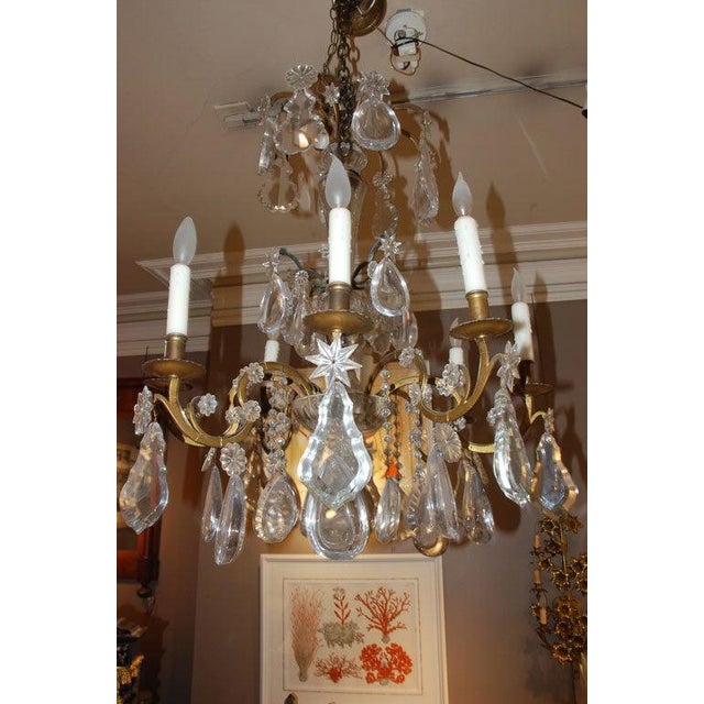 Gold Period French Eight-Light Bronze and Crystal Chandelier For Sale - Image 8 of 9