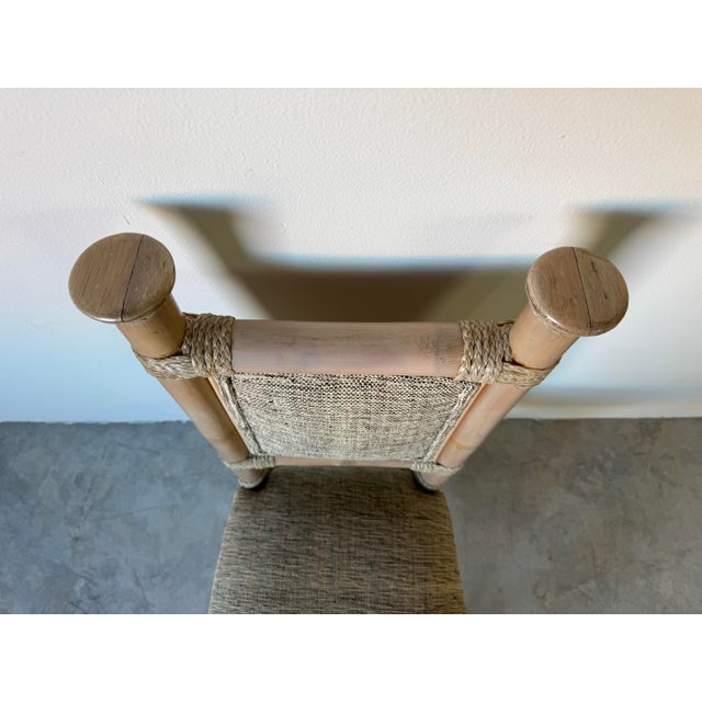 Brown 1980’s Vintage Organic Modern Antonio “Budji” Layug Style Bamboo & Woven Leather Accent Chair For Sale - Image 8 of 12