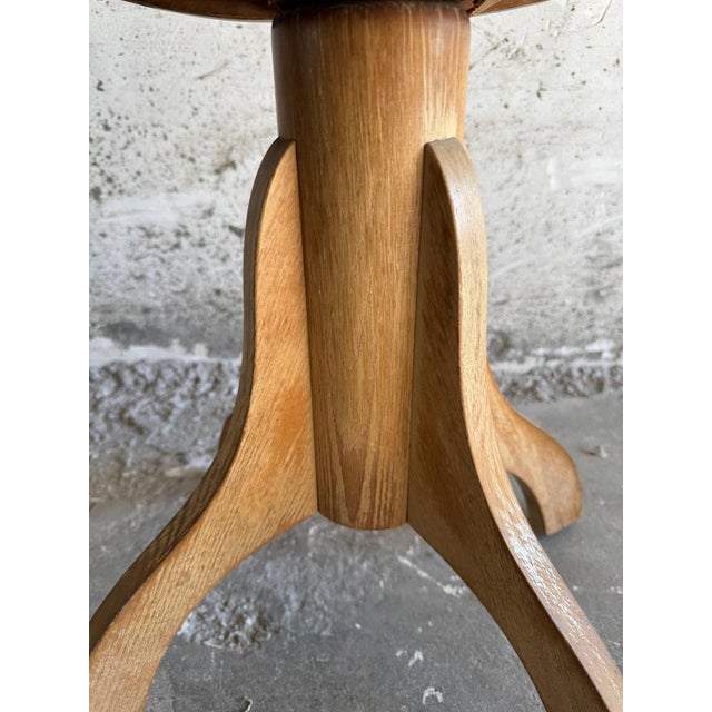 Vintage Wooden Stool with Light Yellow Seat For Sale - Image 5 of 10