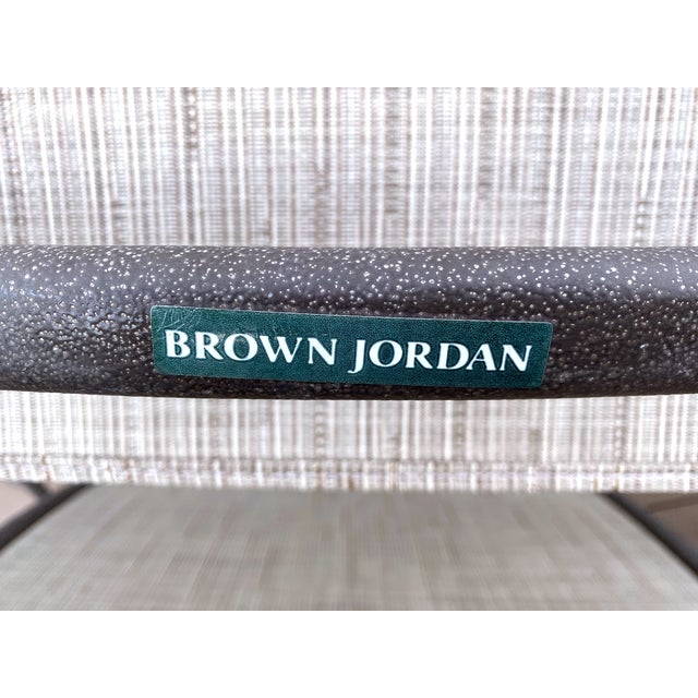 Slate Gray Early 21st C. Brown Jordan “Roma Sling” Aluminum Outdoor Patio Table & 6 Chairs For Sale - Image 8 of 11