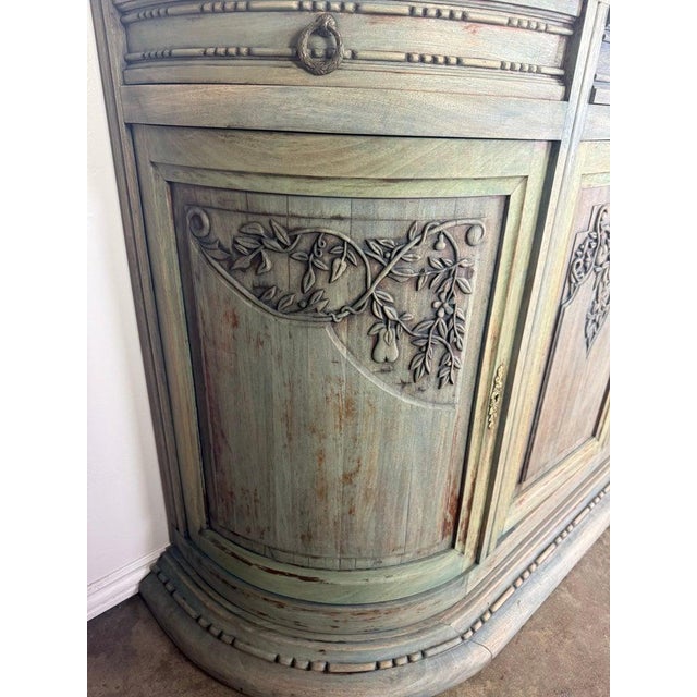 Avocado 19th Century Italian Neoclassical Demilune Credenza With Marble Top For Sale - Image 8 of 18