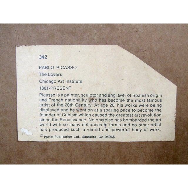 1960s Vintage Mid Century Pablo Picasso “The Lovers” Chicago Art Institute MCM Framed Art Print For Sale - Image 5 of 6