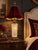 English Vintage Illuminated Crystal Lamp With Oxblood Velvet Pagoda Shade For Sale - Image 3 of 9