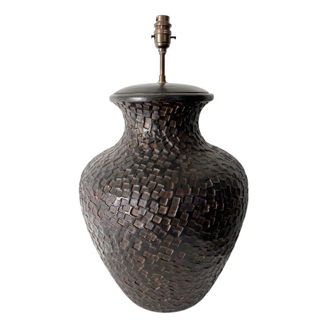 Large Vintage Pottery Table Lamp, 1970s For Sale