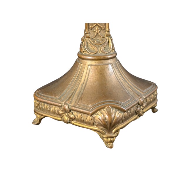 1900 - 1909 Antique Gold Crucifix Jesus on Cross 9" Tall Die Cast Metal For Sale - Image 5 of 9