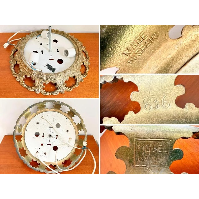 Vintage Ceiling Light in Brass and Cut Glass, 1960s For Sale - Image 10 of 11