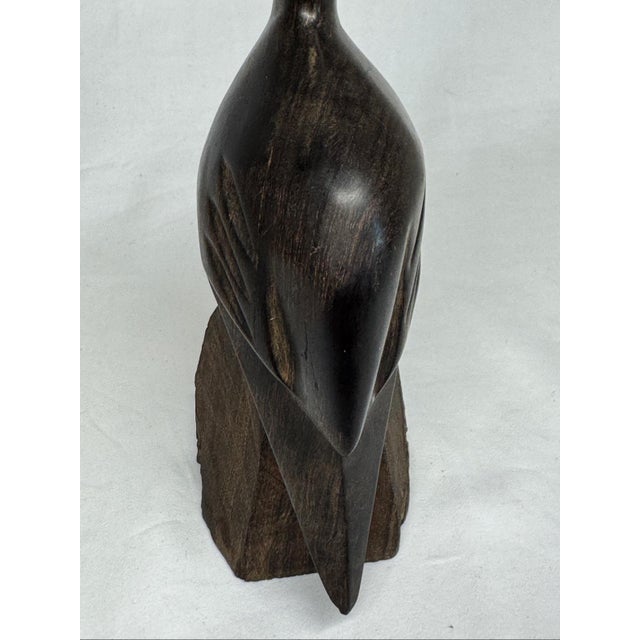 Mid 20th Century Vintage Carved Dark Wood Pelican Figurine For Sale - Image 5 of 12