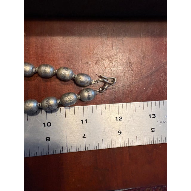 Vintage Turquoise and Mixed Nickel Silver Metal Beaded Necklace. For Sale - Image 4 of 5