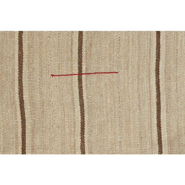Rug & Kilim Vintage Persian Bidjar Kilim, Pinstripe Design in Beige and Chocolate - Rug & Kilim For Sale - Image 4 of 7