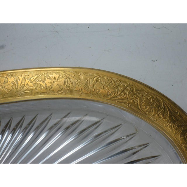 1950s Ovel Racetrack Style Divided Tray 3 Serving Inserts Vintage Pressed Glass Gold Racetrack Style For Sale - Image 10 of 12