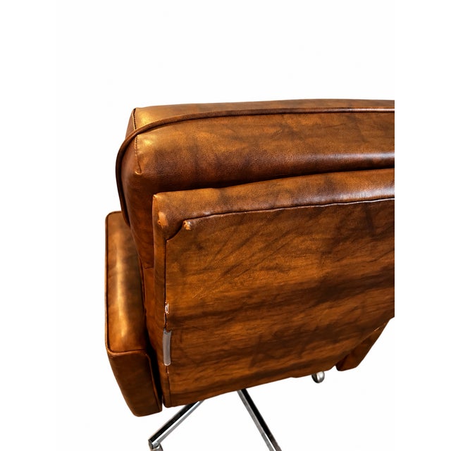 1970s Eck-Adams Brown Tufted High-Back Executive Office Chair For Sale - Image 16 of 17