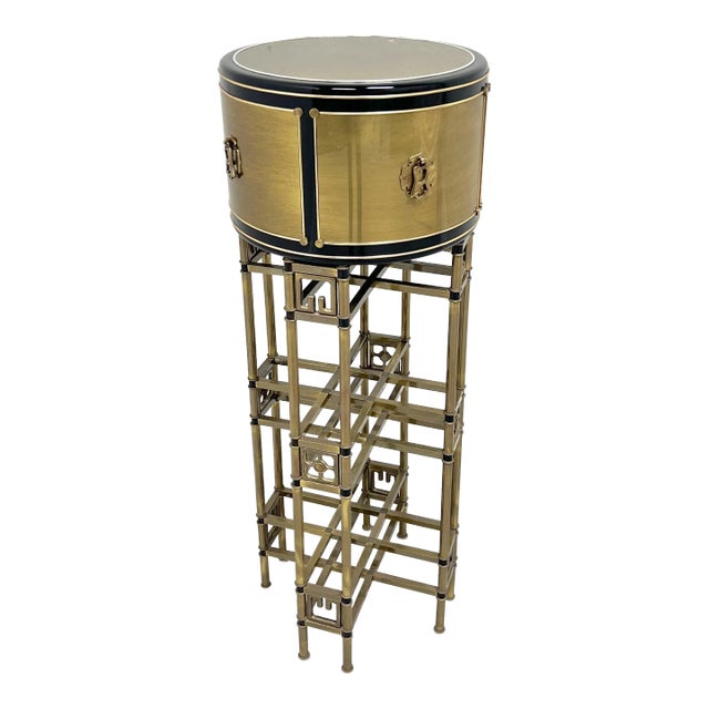 1980's Brass Plated Asian Bamboo Style Plant Stand For Sale