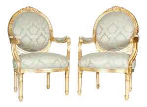 French Victorian Style Gilded Wood Frame Chairs - a Pair