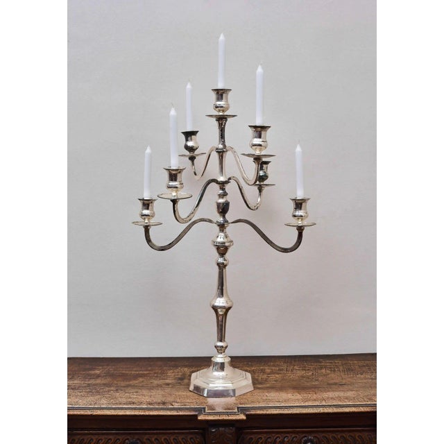 Large Metal 7-Branched Candelabra For Sale - Image 9 of 9