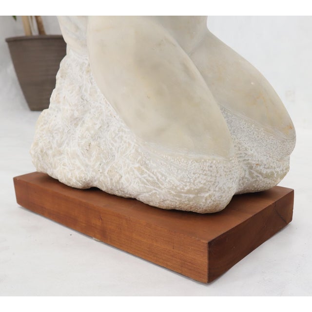 Mid-Century Modern Carved Marble Sculpture on Walnut Base For Sale - Image 11 of 14