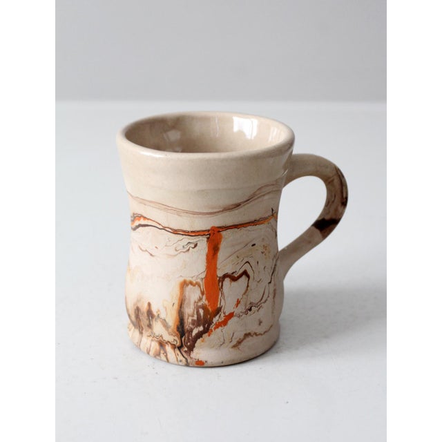 Tan Mid 20th Century Mid-Century Nemadji Pottery Swirl Glaze Mug For Sale - Image 8 of 11